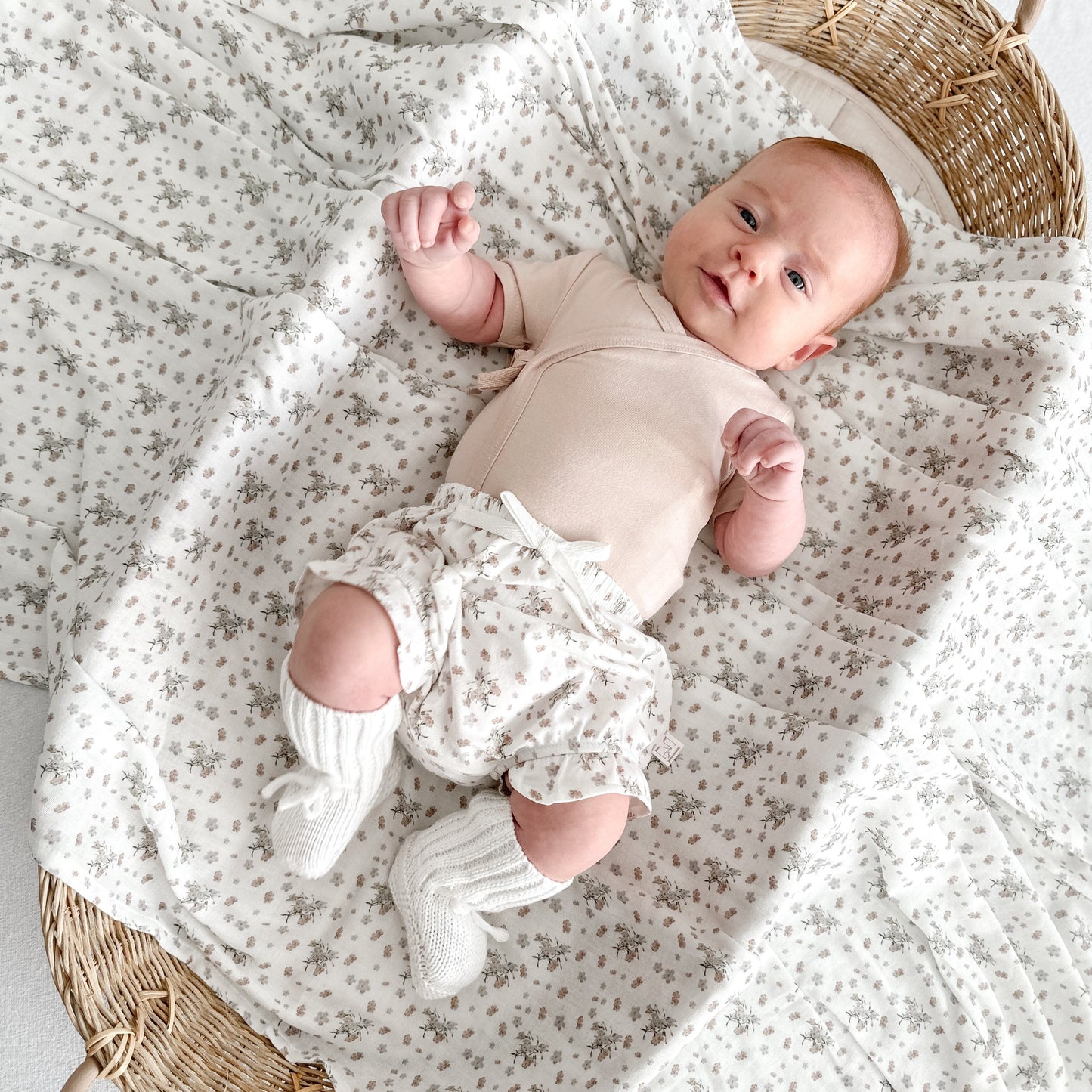 Organic Cotton Muslin Wrap - Vanilla Bouquet - Elke and Indigo