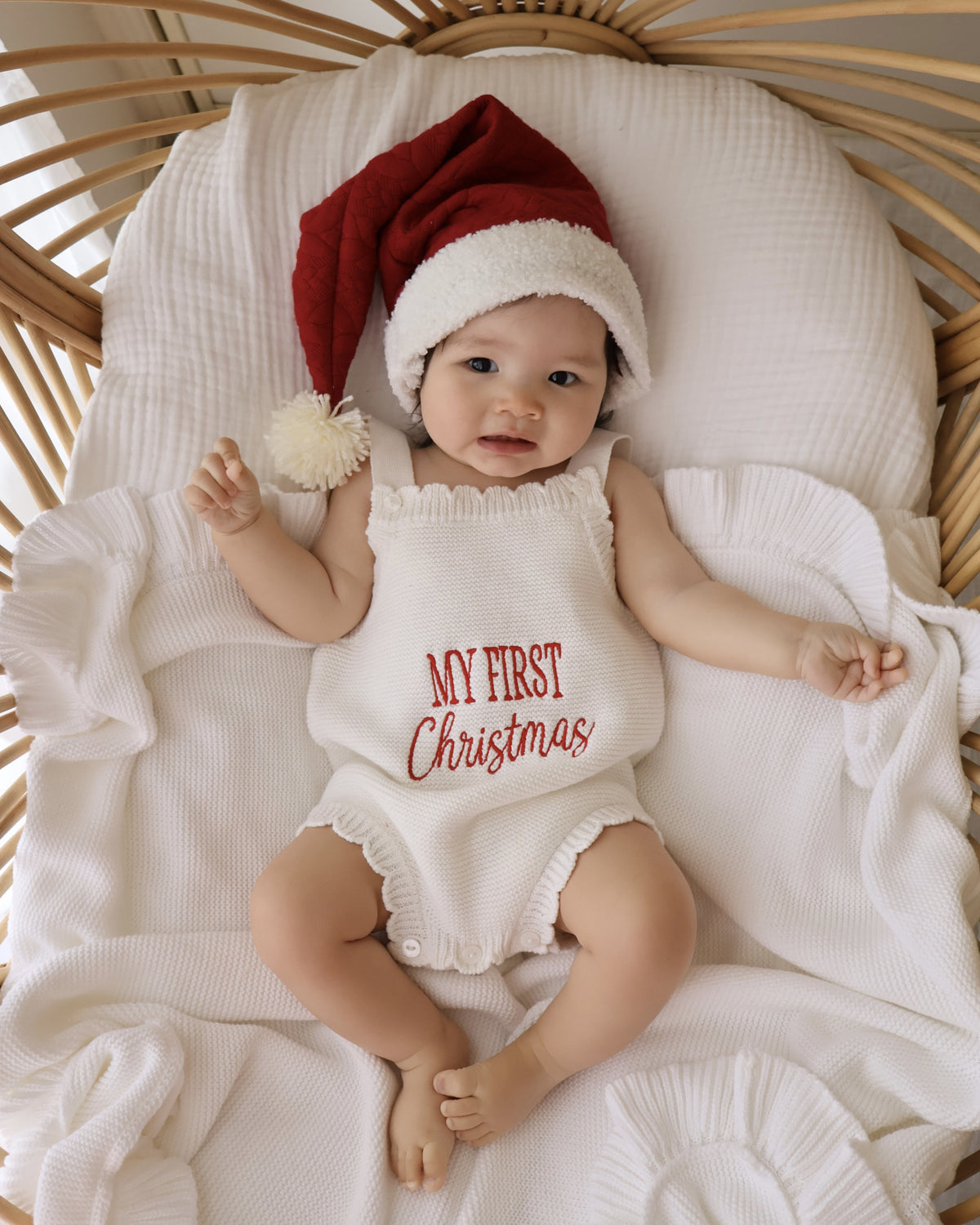 My First Christmas Romper - Scallop Edge