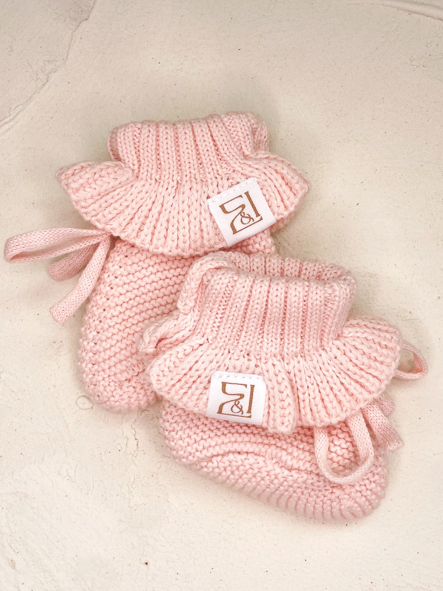 Cotton Baby Booties - Blush