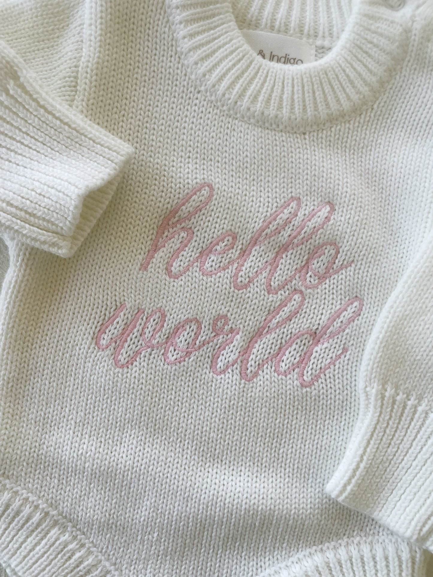 Hello World L/S Romper - White/Pink