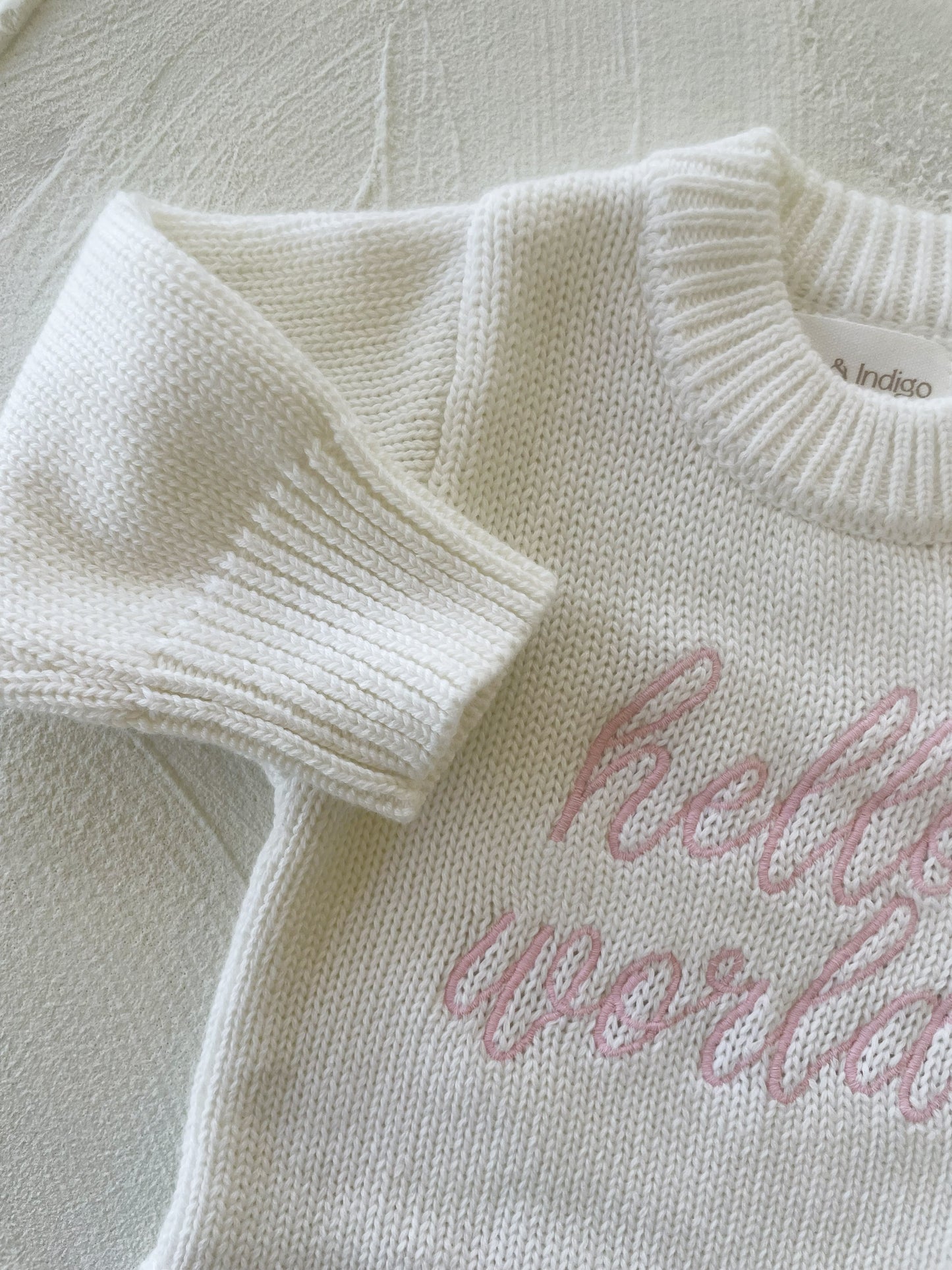 Hello World L/S Romper - White/Pink