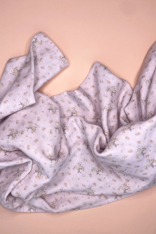 Organic Cotton Muslin Wrap - Lilac Bouquet - Elke and Indigo