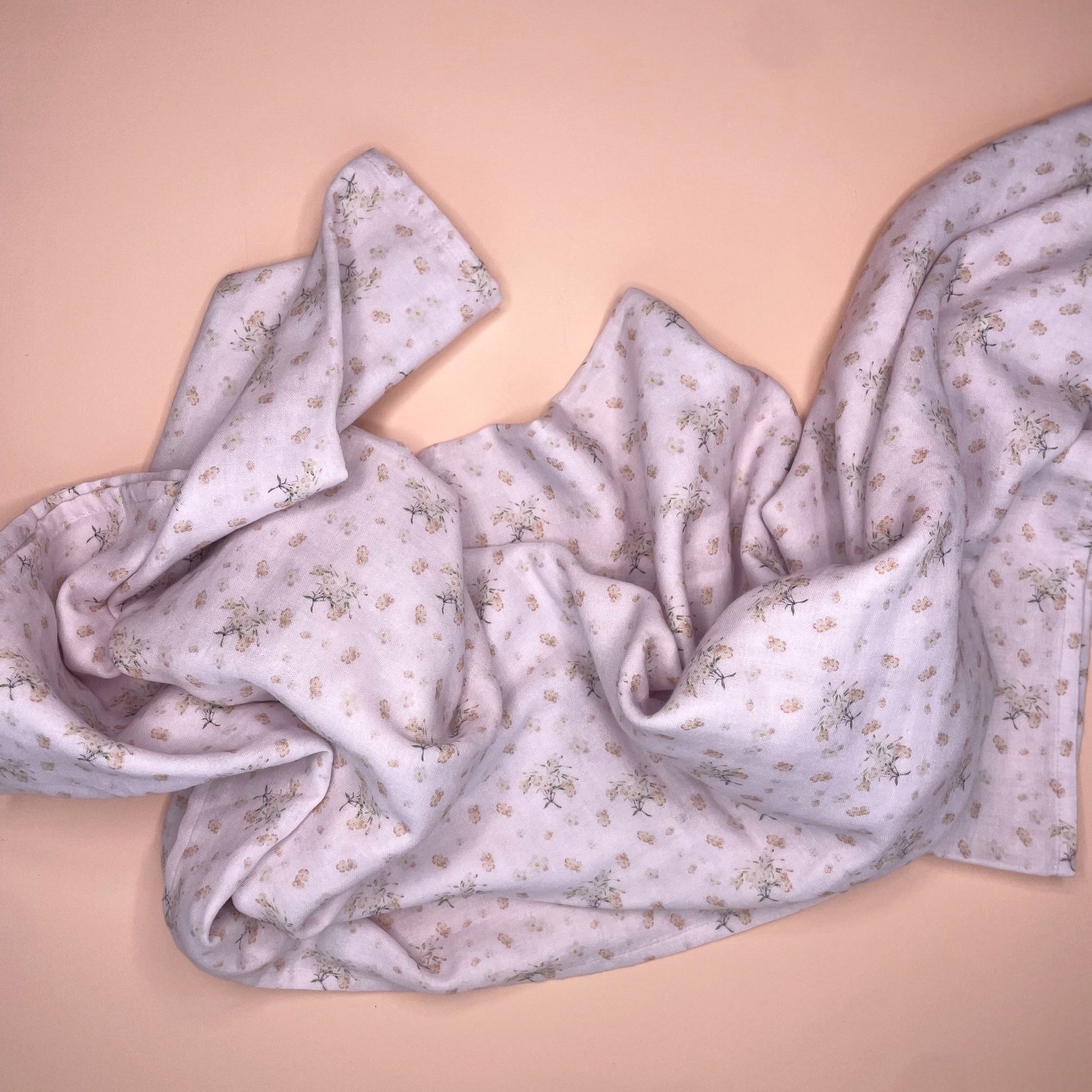 Organic Cotton Muslin Wrap - Lilac Bouquet - Elke and Indigo